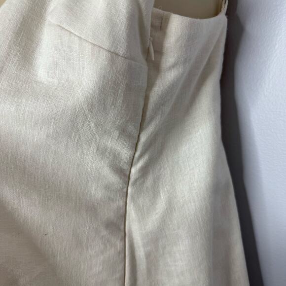 Abercrombie & Fitch Linen High Neck Strappy Mini Dress Cream Coastal Beach L New - Picture 7 of 14